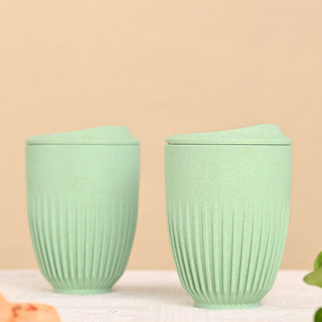 Retro Coffee Mugs with Lids – Set of 2 (350ml)