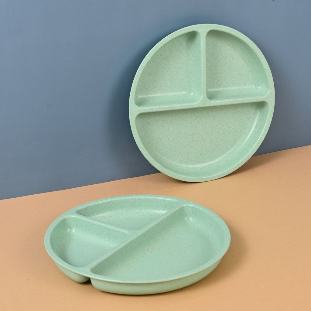 Round 3-Partition Kids Plates – Set of 2 (8-inch)