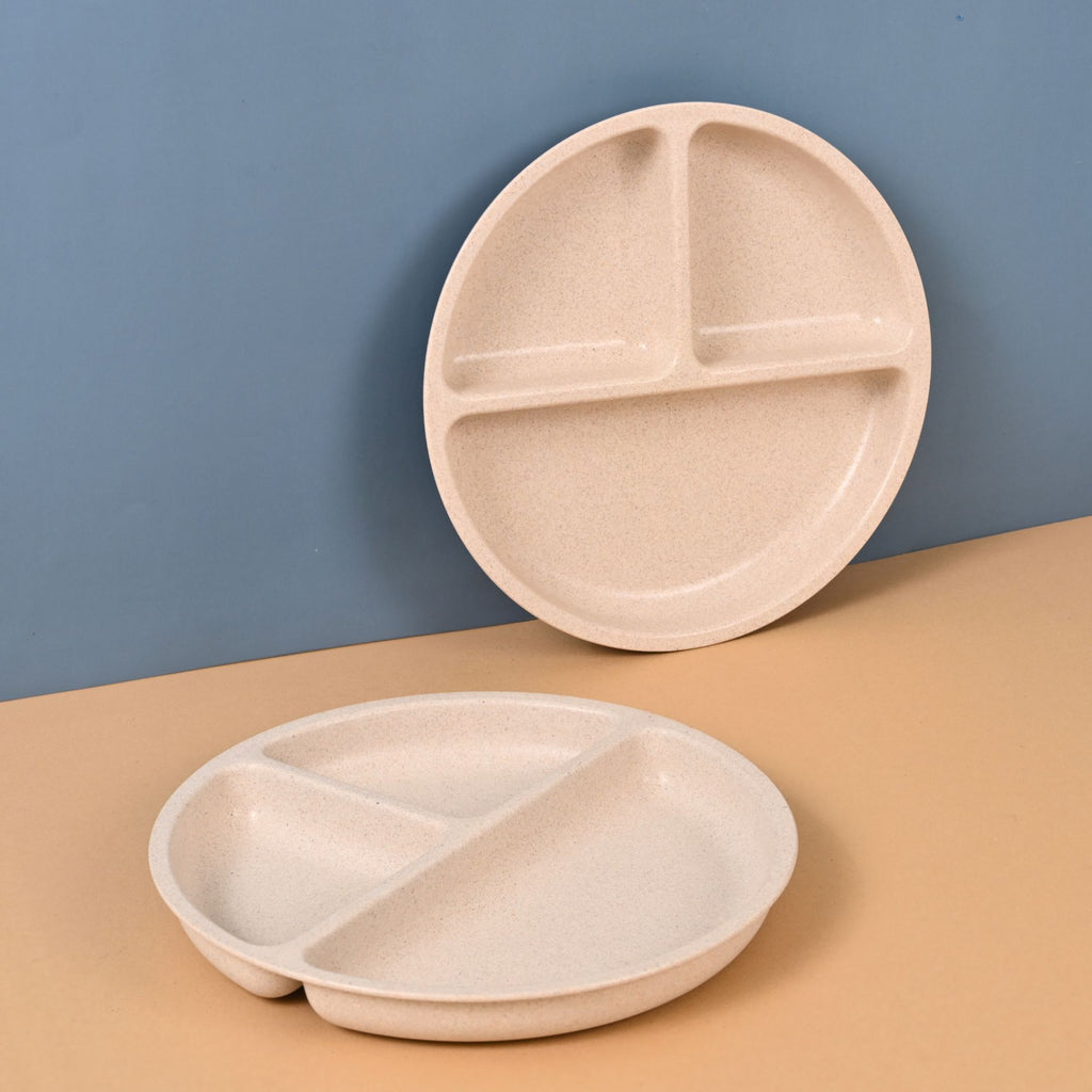 Round 3-Partition Kids Plates – Set of 2 (8-inch)