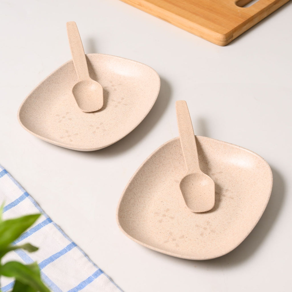 Mini Snack Plates with Spoon – Set of 2 (6-inch)