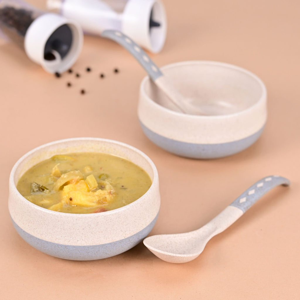 Eco Soup Bowls with Spoons – Set of 2 (250ml)